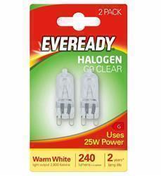 Eveready G9 Halogen Bulb Clear 25W (2 Pack)